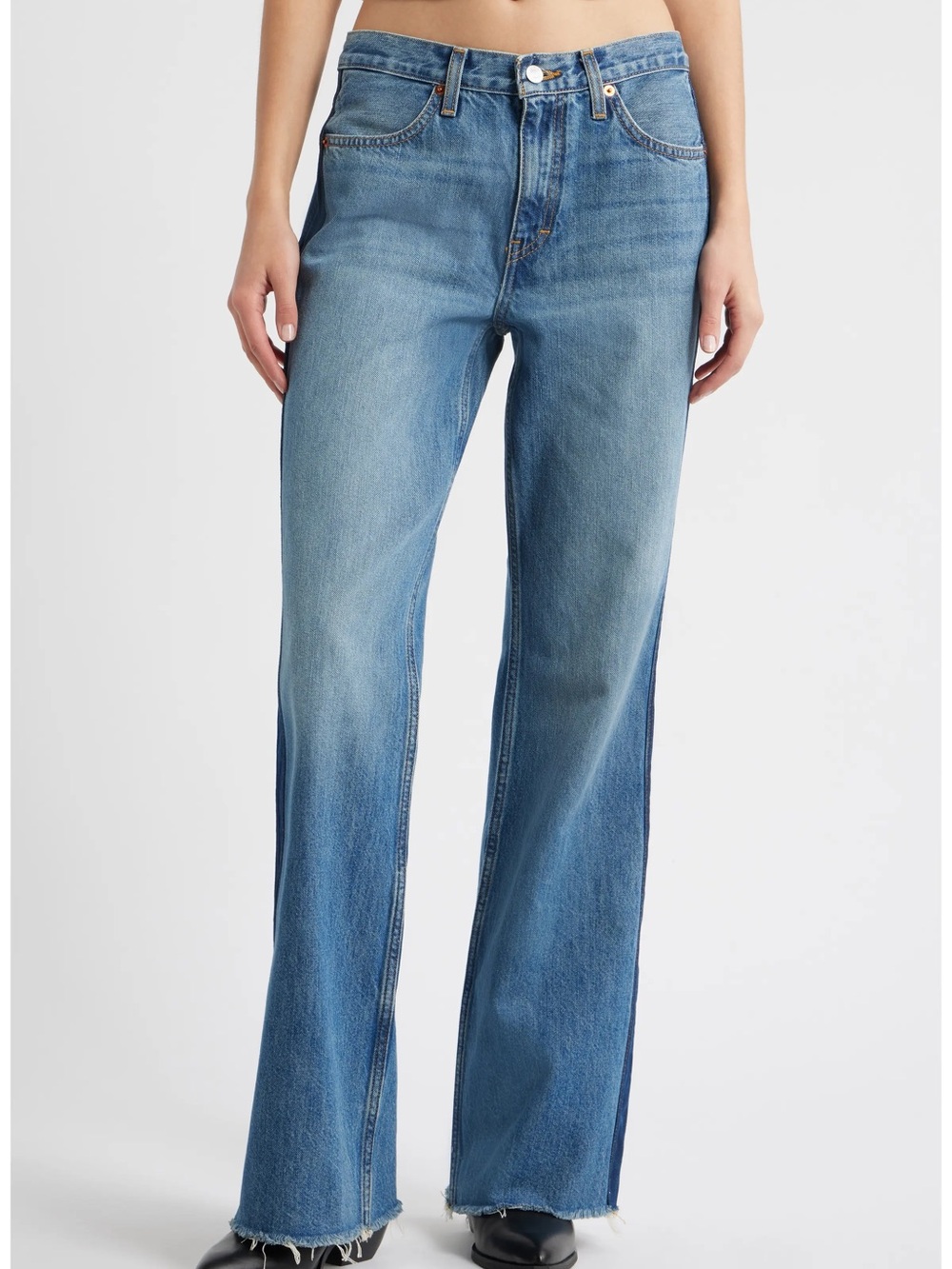 Re/Done The Californian High Waist Raw Hem Flare Leg Jeans